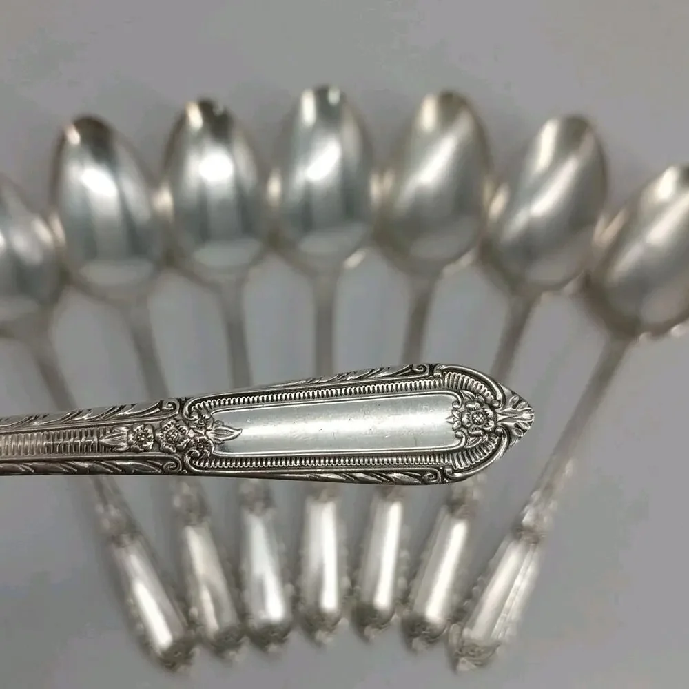8X Tbsp 1937 Rogers Silverplate Cotillion Collection Oval Table Spoons